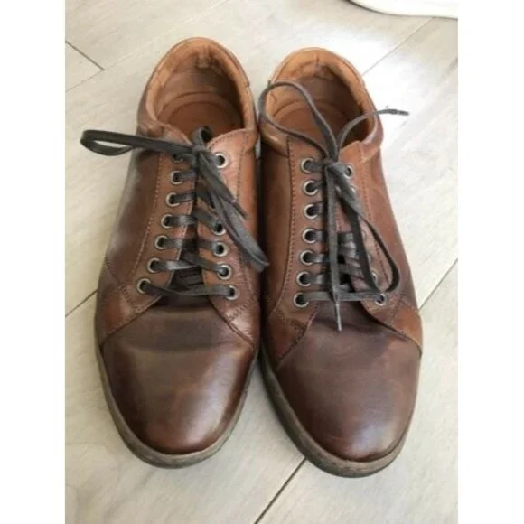 JOHNSTON & MURPHY FENTON LACE-UP leather sneakers men brown 9.5 M rts$139 Oxford - Picture 3 of 8
